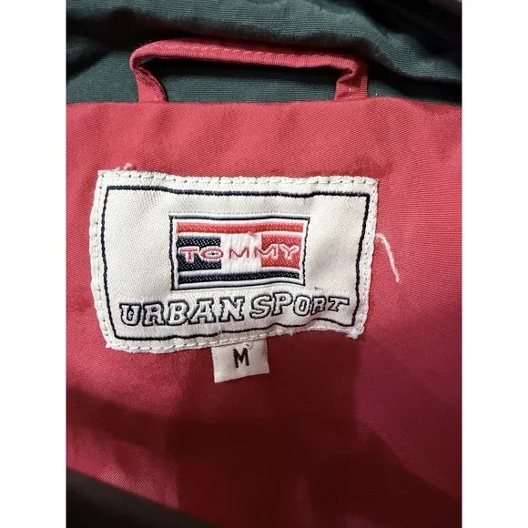 Vintage 90s Red Tommy Hilfiger Urban Sport windbreaker sleeve Spell‎ out Tommy